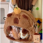 Animal shape plush transparent shoulder bag