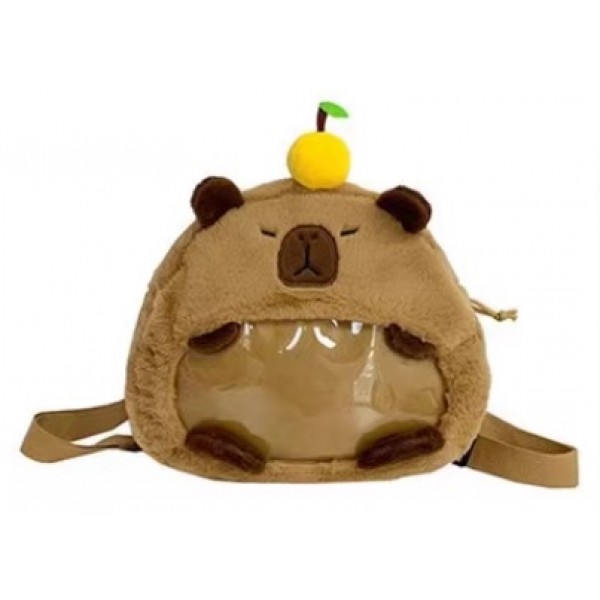 Animal shape plush transparent shoulder bag