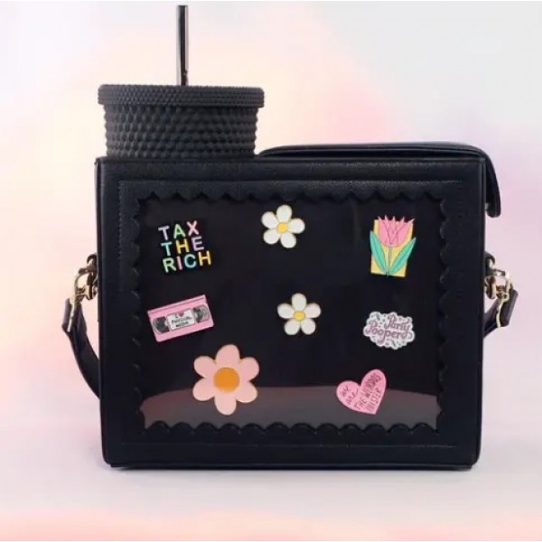 lTA Backpacks WithPrinting indert Crossbody Pin Display Purse with bottle holder lTA Backpacks WithPrinting indert Crossbody Pin Display Purse with bottle holder