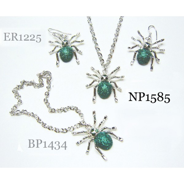 Women Fashion Jewelry set - Spider pendant Necklace, bracelet + Earring